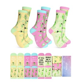 Cuffbow 3 Pairs Pickle Socks for Pickle Lover Pickle Gifts for Women Men Funny Novelty Unisex Cotton Socks(Classic Color)