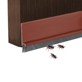 Door Draft Stopper with Brush Reduce Noise, 39" Rubber Door Sweep Breeze Blocker, Adjustable Under Door Draft Stoppers, Soundproofing for Doors, Door Seal - Brown