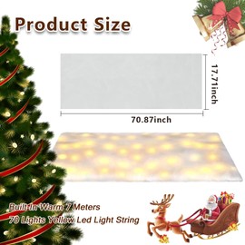 HOMSHIAM Led Christmas Snow Blanket Roll-LED Lights Embedded in The Christmas Artificial Snow Blanket for Winter Wonderland Snow Holiday Decor (70 * 17.7inch)