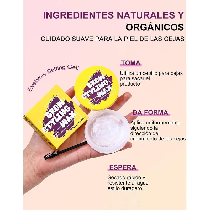Erinde Cera Transparente Para Cejas Gel Moldeador, Duradero, Impermeable y