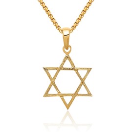 10K Solid Yellow Gold Star of David Jewish Magen Necklace Judaica Religious Chain Pendant Israel Charm 25mm x 15mm Only