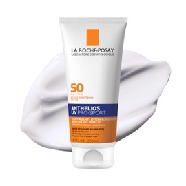 La Roche-Posay Anthelios UV Pro-Sport SPF 50 Sunscreen for Face & Body, Water & Sweat Resistant with Non-Drip Formula, Invisible Broad Spectrum Sunscreen Lotion, Lightweight & Breathable, 6.7 Fl Oz