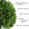 Chillchard Artificial Boxwood Topiary Outdoor Plants with Spike, 2 Pack