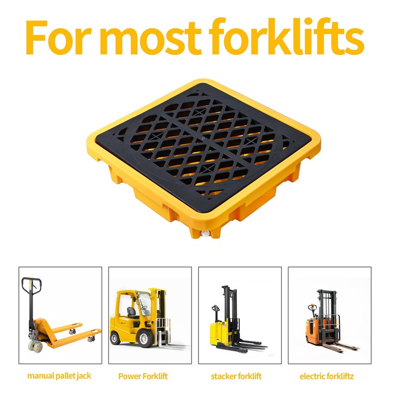 Cjgyz Spill Containment Pallet 26.4"x26.4"x6" - Anti-Slip Leakproof Detachable Plastic