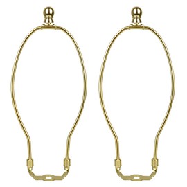 Helunsi 10 Inch Lamp Harp, 2 Set Gold Lamp Shade Harp Holder with Finial, DIY Detachable Replacement Lampshade Adapter Harp Bracket Hardware for Table/Floor Lamps Accessories Parts Repair - Metal