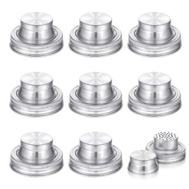 8 Pack Stainless Steel Mason Jar Shaker Lids with Silicone Seals for Dredge Flour,Mix Spices,Sugar, Salt, Peppers and Any Regular Mouth Mason Jar Canning Jar