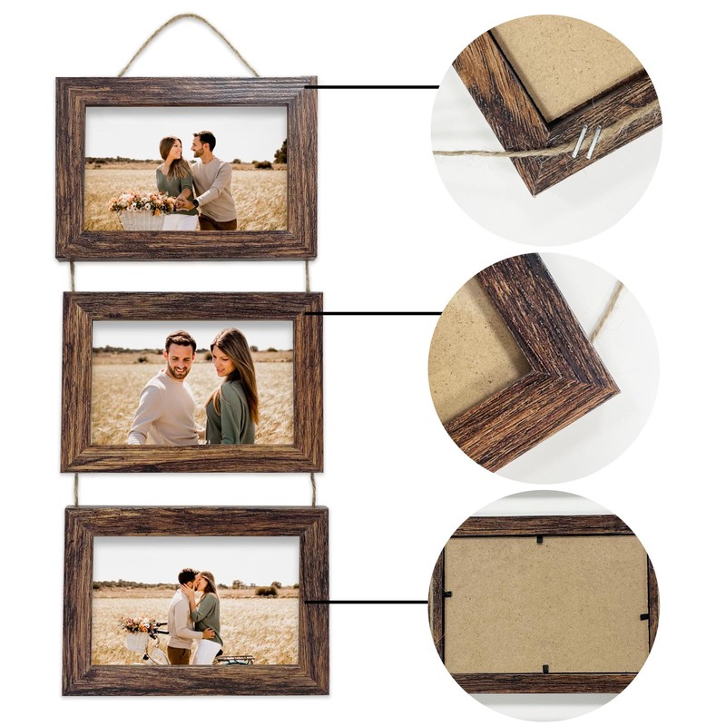 Rexllon 5x7 Wall Hanging Picture Frames Collage with 3 Opening