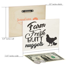 JennyGems Farm Fresh Nuggets Wooden Sign, Funny Chicken Coop Signs, Country Farmhouse Decor Wall Hanging, Made in USA