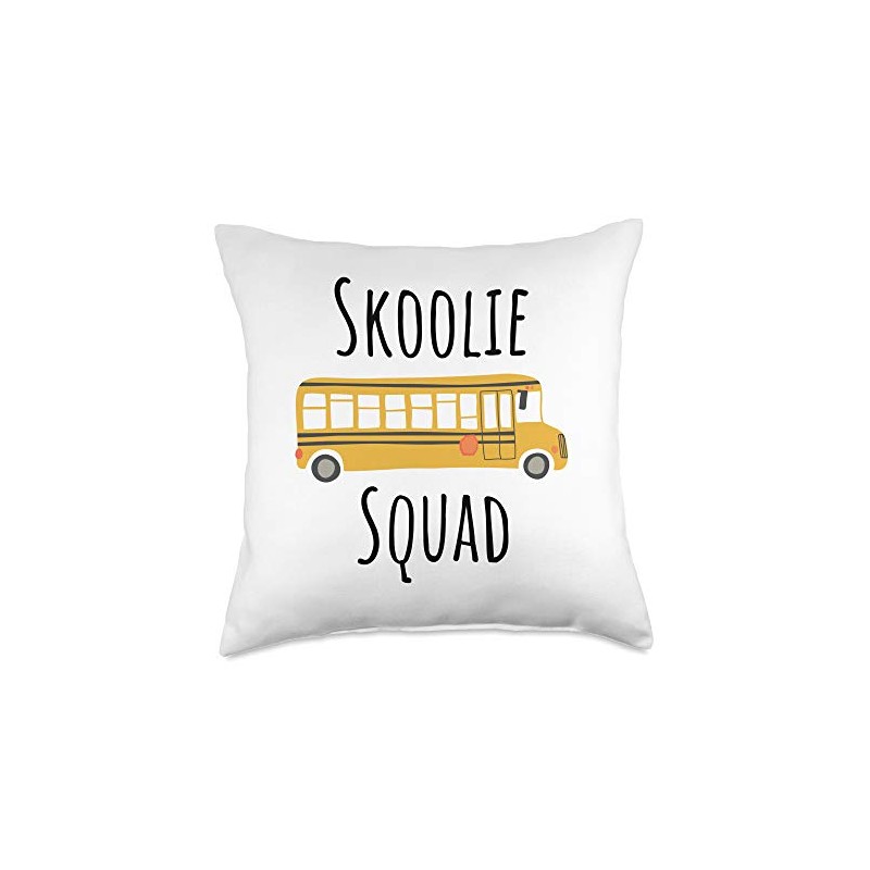 Skoolie Squad School Bus Conversion RV Throw Pillow