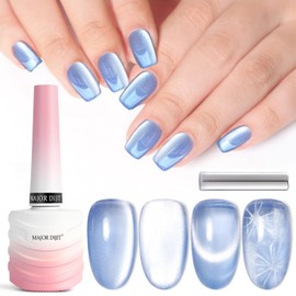 Major Dijit Cat Eye Gel Nail Polish 15ml Moonlight Glass Smoothie Cateye Gel Polish Soak Off U V LED Magnetic Shimmer Velvet Gel Nail Polish Nail Art Manicure Salon DIY Home (C06)