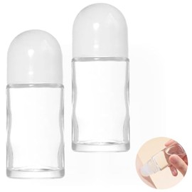 2Pcs 30ml Transparent Glass Essential Oil Roller Bottles Refillable Roll on Bottles Empty Deodorant Bottle Containers Rollerball Bottles Beauty and Personal Care Tools for Fragrance Cosmetics (White)