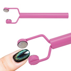 Imán de Ojo Gato 3 en 1 para Uñas, Imán Uñas Acero Inoxidable Doble Cabeza Forma Y Alto y Bajo Herramienta Magnética Diseño Ojo Gato para Salón de Bricolaje en Casa (Rosa)