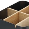 Relaxdays Desk Organiser, 5 Compartments, Plastic and Wood, Bathroom Organiser,