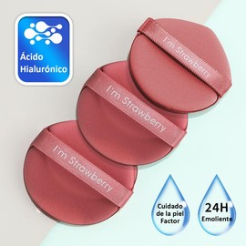 RENDIN Beauty Puff 7 pcs,Borlas para Maquillaje Nuevo,Barril Makeup Puff Color Fresa con Forma de Gota de Agua(Melon rojo)