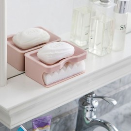 Soap case, soap holder, draining soap stand, soap holder, soap stand Bathroom fee 2 luxury soap holder-white 2ea