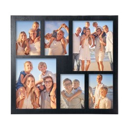 MONT PLEASANT Collage Picture Frame 5x7 and 8x10 Photos -Large Size 6 Openings Black Picture Frame Wall Decor for Wall Mounting vertically or horizontally - Home and Family Display 5x7 and 8x10