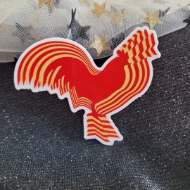 Moonlight Jade STKR049 Roosters Lover | Psychedelic Rooster Red Yellow | Rooster Shaped Sticker