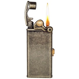 Vintage Trench Lighter，Reusable Soft Flame Antique Lighter with Expandable Neck, Collection Unique Gift for Men Dad Husband (Bronze Knurling)
