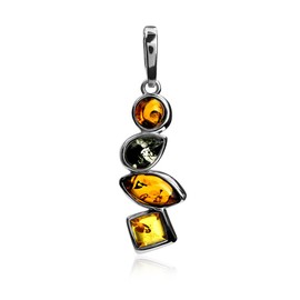 Ian and Valeri Co. Multicolor Amber Sterling Silver Pendant