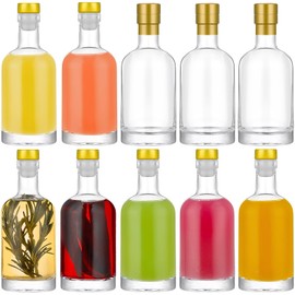 Danmu 10 Pack Glass Bottles with Lids 3 oz Airtight Leakproof,Thick Base100ml Glass Bottles with Cork for Hot Sauce,Wine,Kombucha,Mead,Syrup,Vanilla Extract,Soda,Shrink Capsules Included