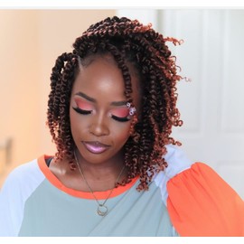 TOYOTRESS Tiana Passion Twist Hair - 6 inch 8 Pcs Pre-twisted Crochet Braids Ombre Orange, Synthetic Braiding Hair Extension (6 Inch, T350)