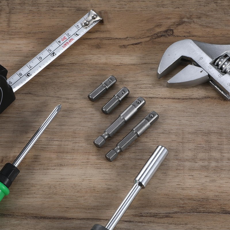 4 Pack 1/4 Hex to 1/4 Square Socket Adapter, Drill