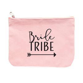 Heather & Willow 1 Piece | Rose Gold Bride Tribe Canvas Cosmetic Makeup Clutch Gifts Bag for Bridesmaid Proposal Box & Bridesmaids Bachelorette Party Favors