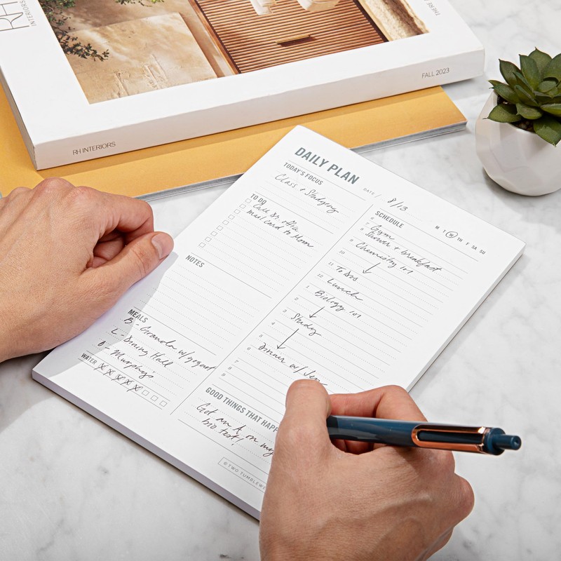 Daily Planner Notepad with Hourly Schedule - ADHD Planner, Time