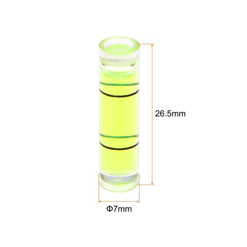 HARFINGTON 10pcs Small Cylindrical Bubble Level Vials 7x26.5mm PMMA Mini