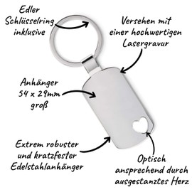 Lieblingsmensch Engraved Stainless Steel Keyring with Textile Band | Abitur geschafft! | Key Ring for Graduation | Car Pendant with Key Ring on Request with Back Engraving, Textile band
