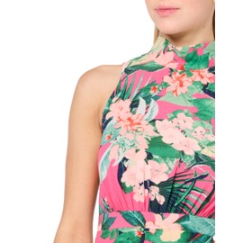 Eliza J Women's Petite Size Sleeveless Halter Neck Ptd Pebble Fit & Flare Dress, Pink, 4