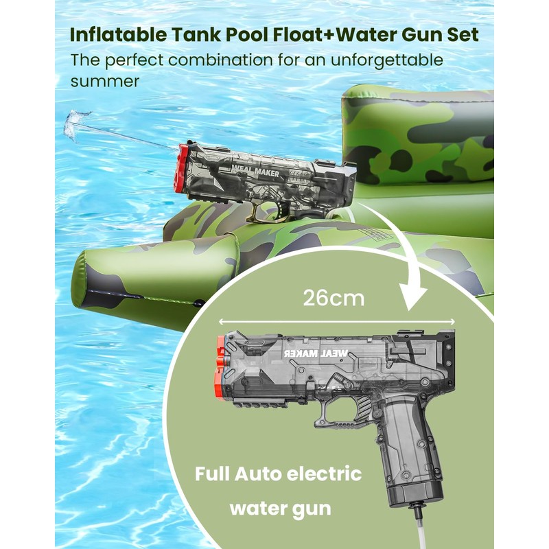 YTKIH Pool Floats Kids with Full Auto Water Gun,Funny Pool