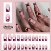 SINHOT Valentine's Day Press-On Nails - Medium Square Red Ombre
