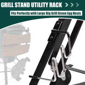 KAMaster Grill Rack for Large Big Green Egg Cart,Utility Rack with 2 Slot Positions Hold Plate Setter,Cooking Grids and Baking Stones,Stainless Steel Rack for Grill Rolling Cart