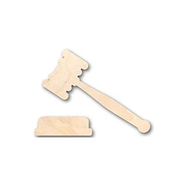 Unfinished Wood Gavel Shape Law Courthouse (2 Piece) Craft up to 46" DIY 7" / 1/4"