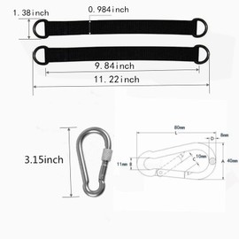 Short Straps Tree Swing Strap Hanging Kit,Hammock Straps 2 Pcs 9.84inches with 2 Pcs Heavy Duty Hook Clasps for Swing Hammocks Yoga Seat Sandbags Gym Equipment Pulley System
