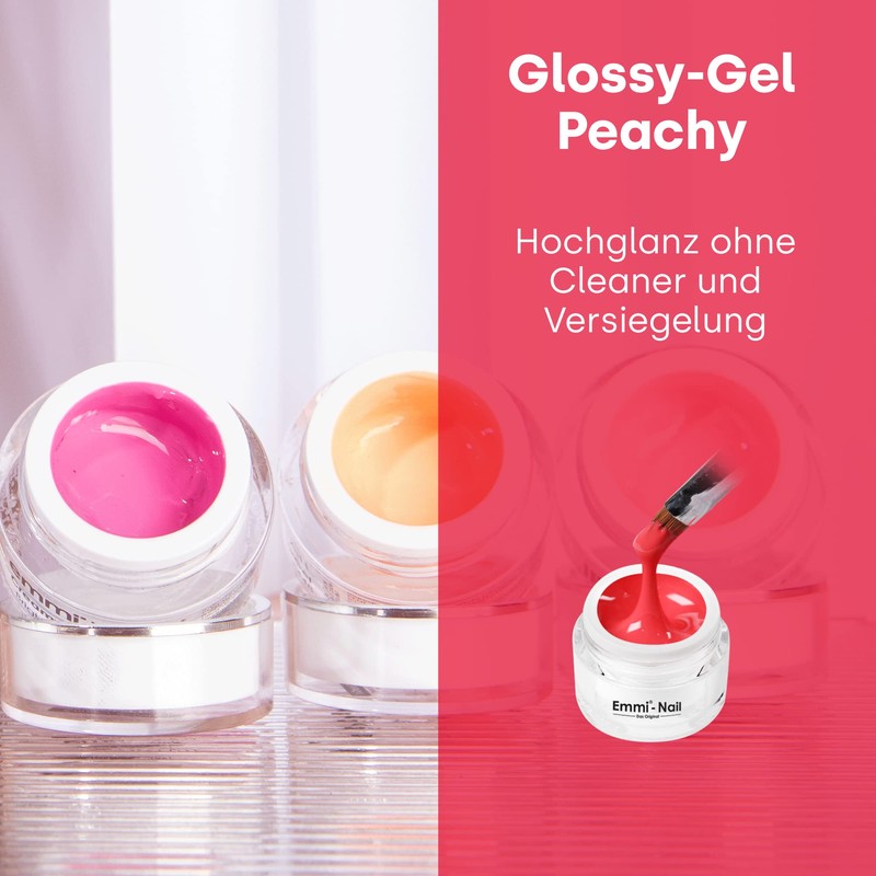 Emmi Nail Glossy-Gel Peachy, LED UV Nail Polish, High Coverage