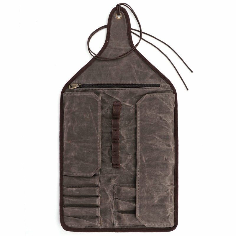 Tourbon Waxed Canvas Roll Up Tool Bag Electricians Carpenters Tools