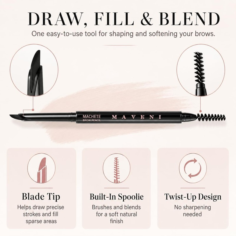 Eyebrow Pencil for Women, Black Waterproof Brow Pencil, 0.1mm Ultra-Fine
