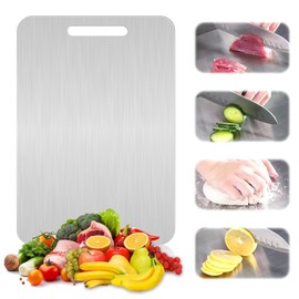 Titanium Chopping Board, Stainless Steel Chopping Board, Food Grade Chopping Board, Made of Titanium, BPA Free Titanium Cutting Board for Meat, Bread, Vegetables, Fruit Cutting (34 x 2