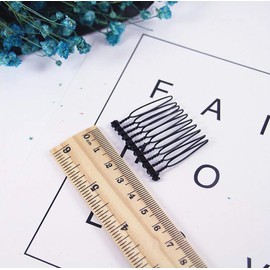 10 PCS Metal Wire Hair Clips and Barrettes - 10 Teeth/4cm Twist Bridal Combs, Veil Hair Pins for Wedding Party Bulk Pack for Women and Girls (Black)