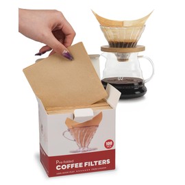 Brew Choice Pre-folded V60 Size 02 Cone Coffee Filters, 100 Count Unbleached Disposable Paper Filters Compatible with Hario V60 Size 02 Drippers, Bodum & 1-4 Cups Pour Over and Drip Coffee Makers