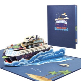 Magic Ants 3D Pop-Up Cruise Ship Card, Birthday Card for Cruise Lovers, Ocean Travel Card, Sailing Ship, Nautical Greeting for Men, Women, Kids, for Retirement, Vacation, Bon Voyage, Birthday