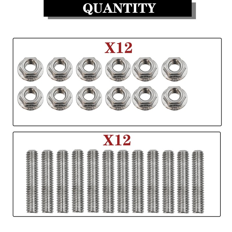 QGHAUC Valve Cover Stainless Steel Stud Kit Bolts Compatible For