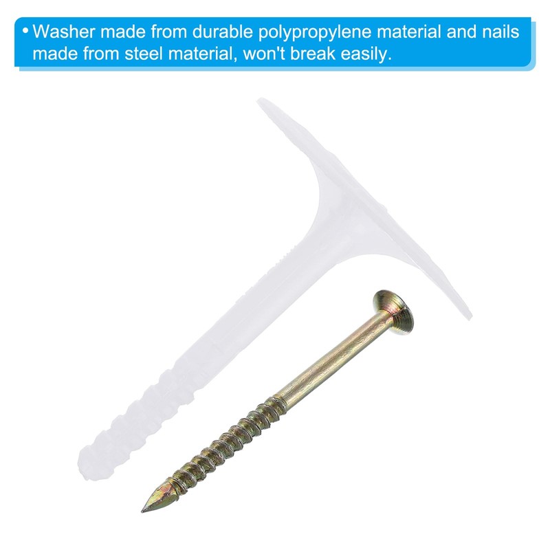 PATIKIL 82mm Perforated Insulation Pins, 50 Pack Insulating Nails Wall