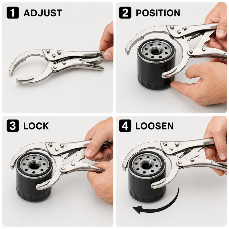 Adjustable Locking Oil Filter Wrench 50-110mm for Automotive Oil Changes