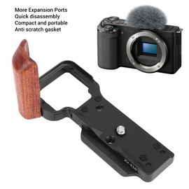 Camera L Mount for ZV E10, Aluminum Tripod Quick Release Plate with Wooden Handle for Arca Connector, Vertical Horizontal Switching for DSLR Stabilizer Tripod Monopod