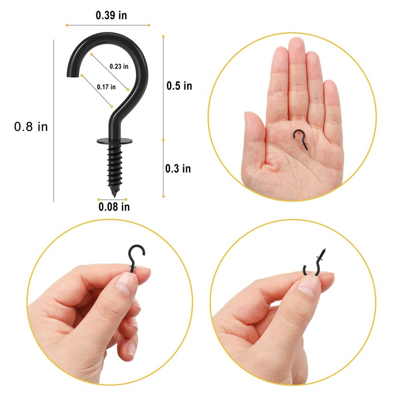 RELBRO 1/2 Inch Small Screw Hooks, Mini Metal Twist in