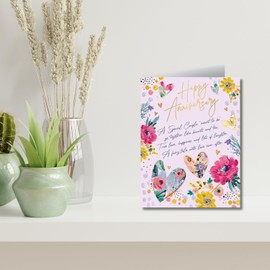 Anniversary Card - Special Couple - Floral Love Hearts Design - Special Finishes - Made in the UK - Eco-Friendly