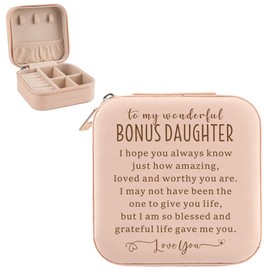 Bonus Daughter Gifts from Bonus Mom Stepdad, Jewelry Box Travel Jewelry Case Gift for Stepdaughter Birthday Graduation Christmas Valentine Gifts Ideas, Stepdaughter Gifts, Gift for Daughter in Law